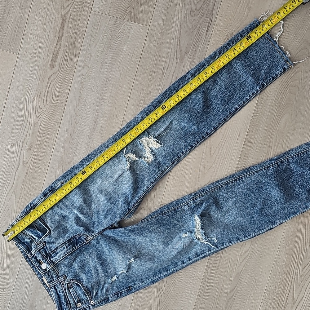 Anthropologie Pilcro The Vintage Straight Distressed Denim High Rise Jeans Sz 25 - Picture 15 of 16